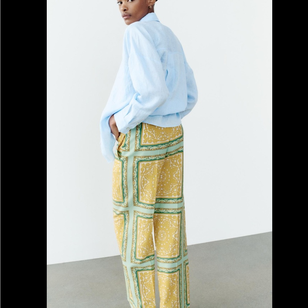 LINEN BLEND PRINTED PANTS - Picture 6 of 10
